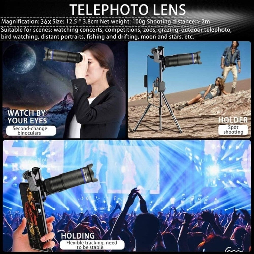 36X Mobile Phone Lens Kit With Tripod - Enhance Your Photography Experience