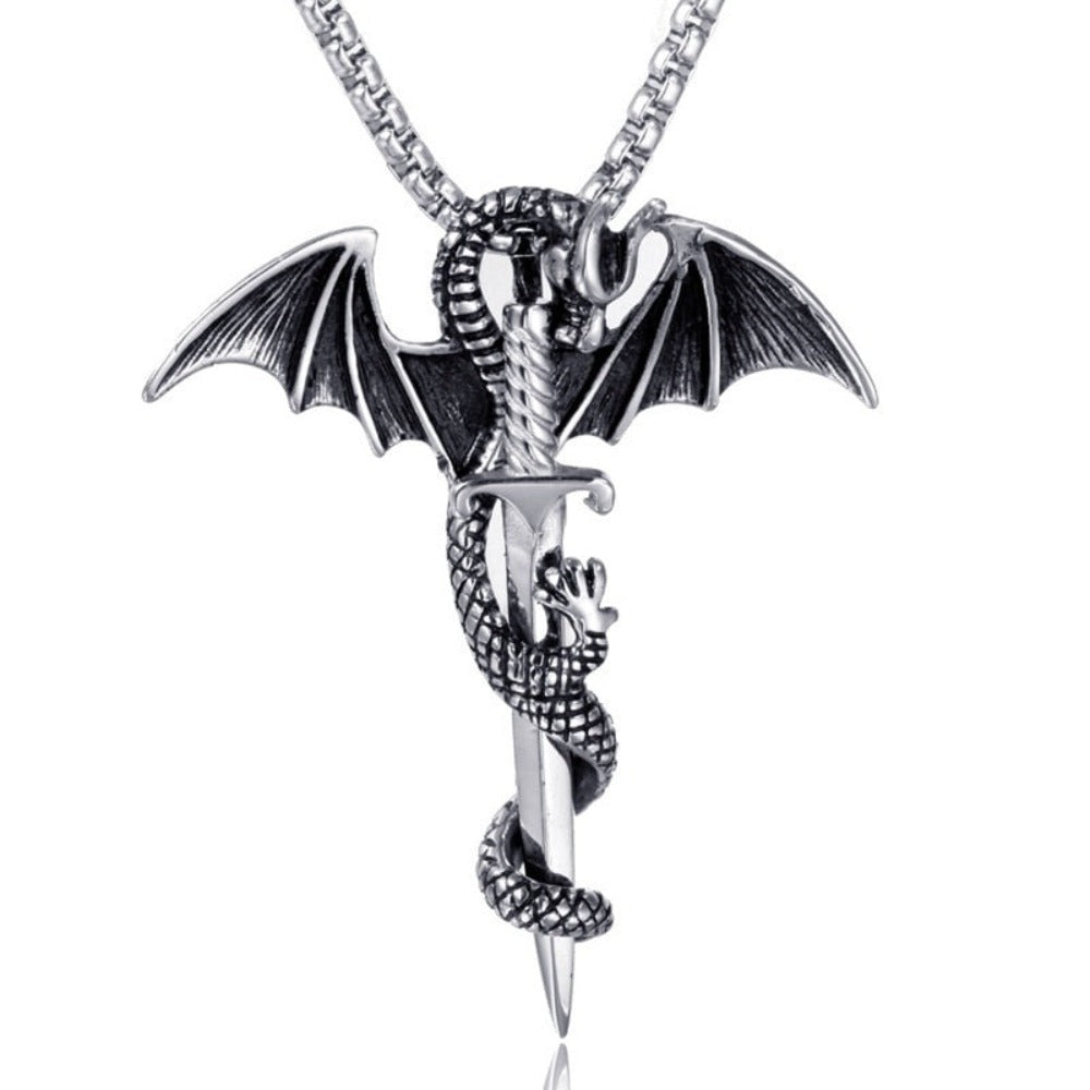 Dragon Rider Necklace with Sword Pendant