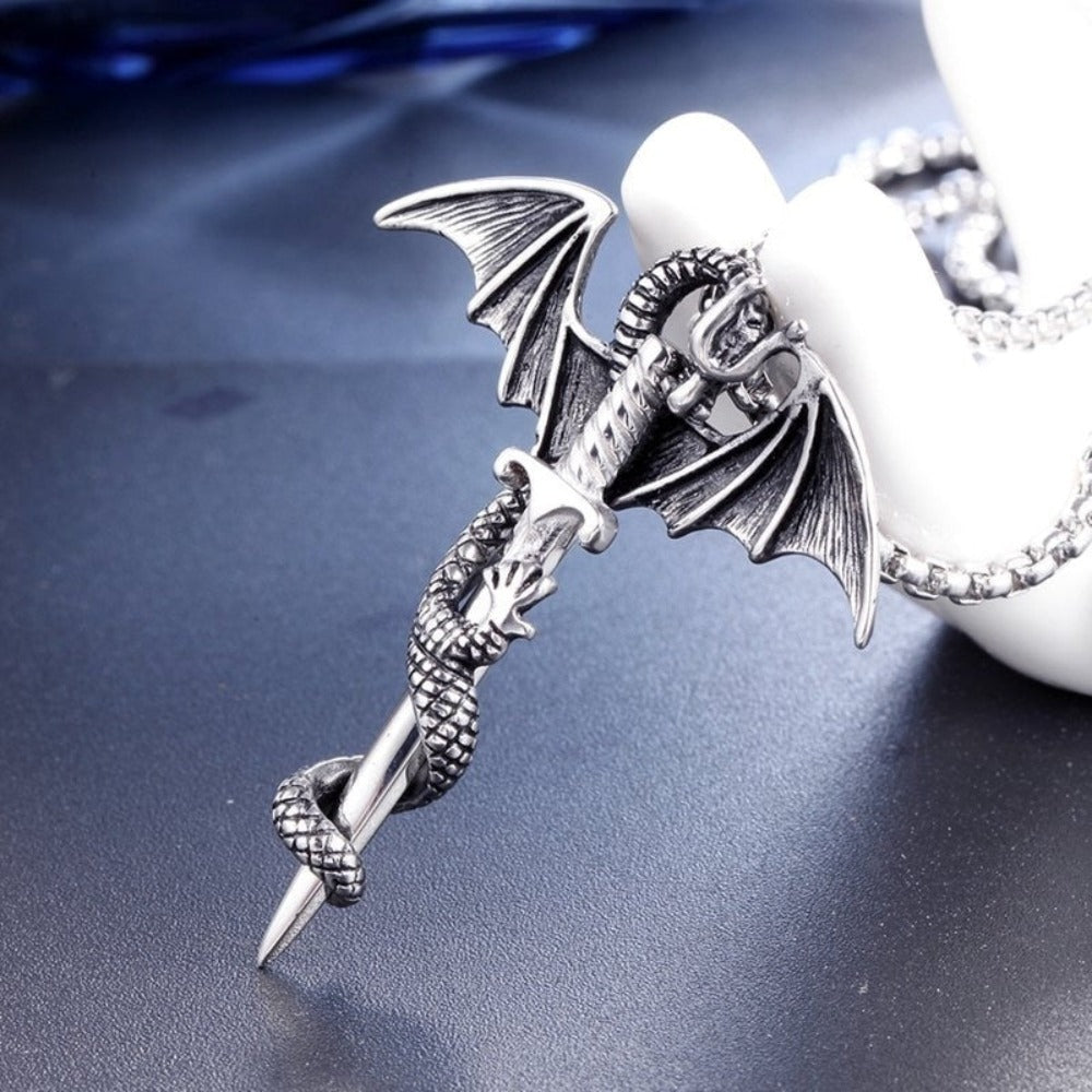 Dragon Rider Necklace with Sword Pendant