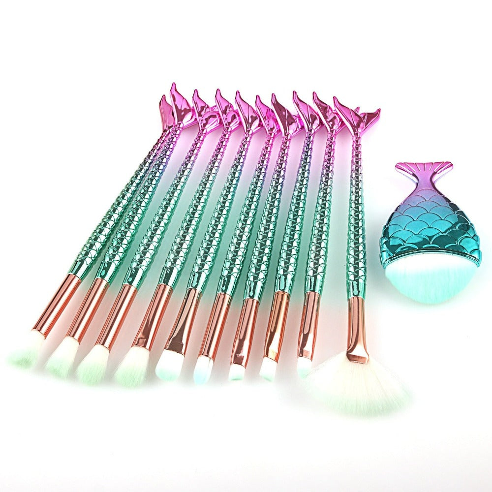 11-Piece Mermaid Makeup Brush Kit for a Beautiful Look
