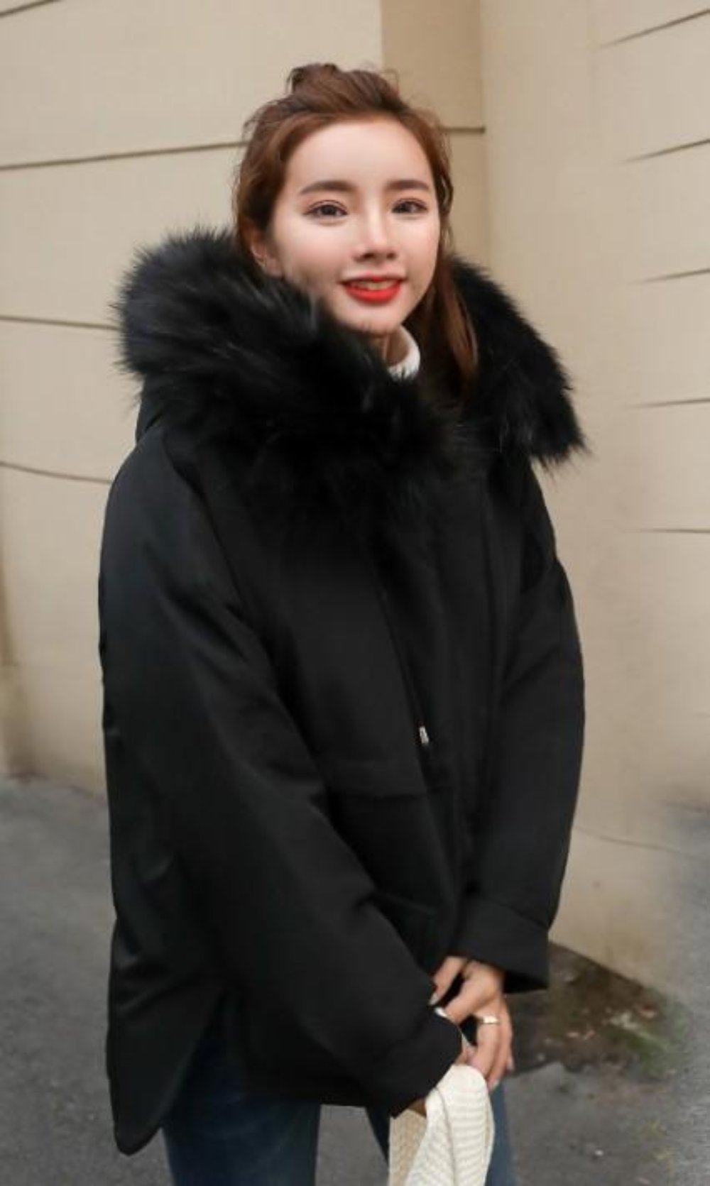 Red Hooded Winter Puffer Jacket for Women