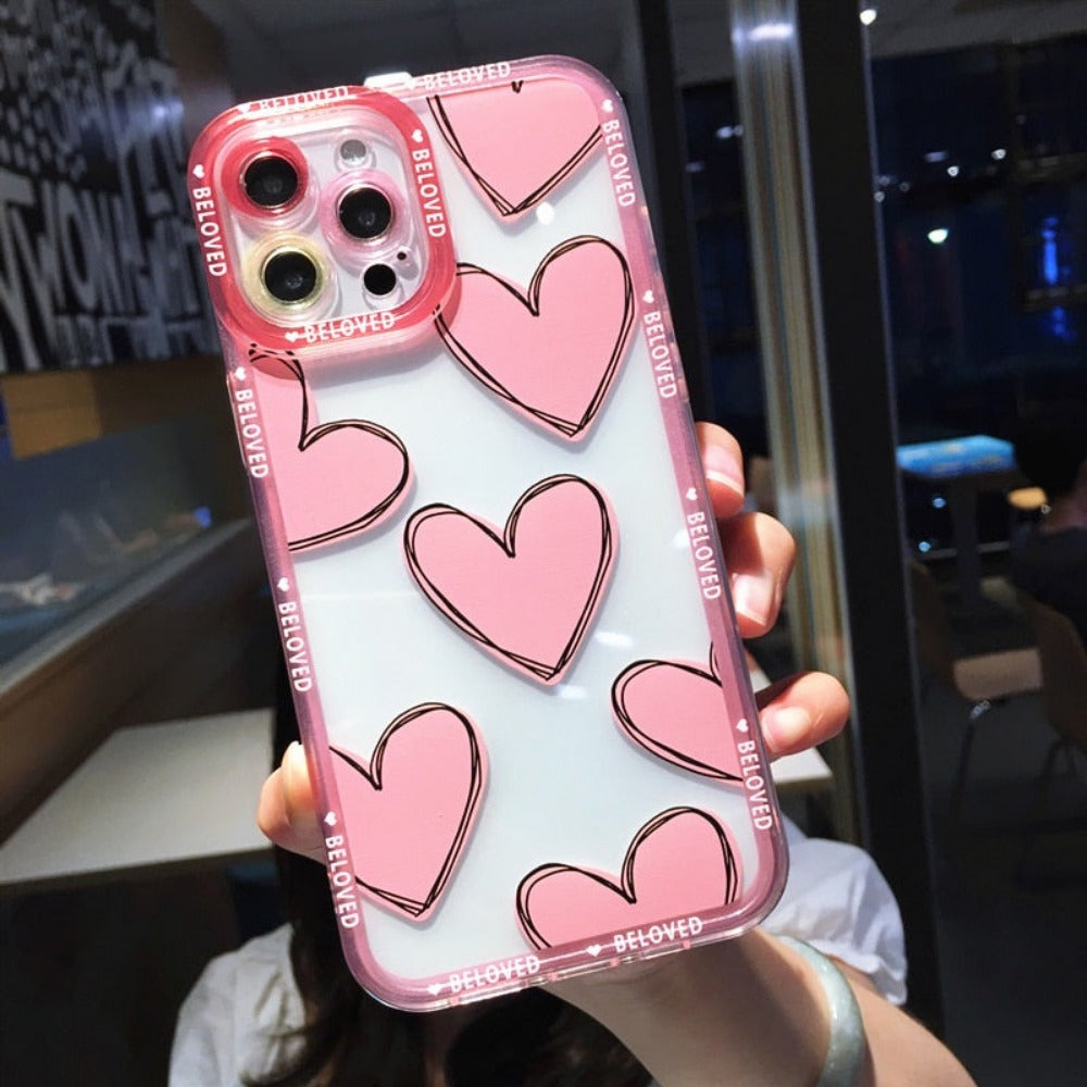 Clear & Stylish iPhone Case with Heart Design