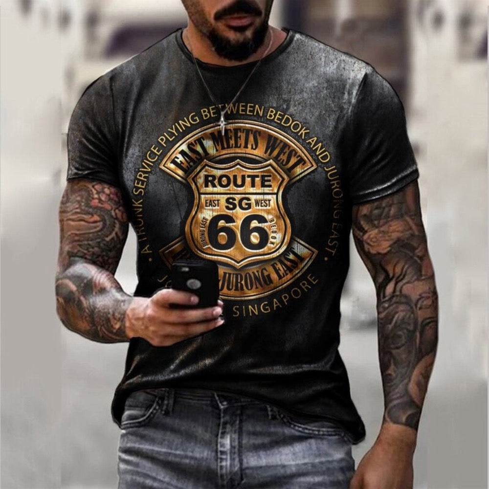 Logo Route 66 Print Men's Tee