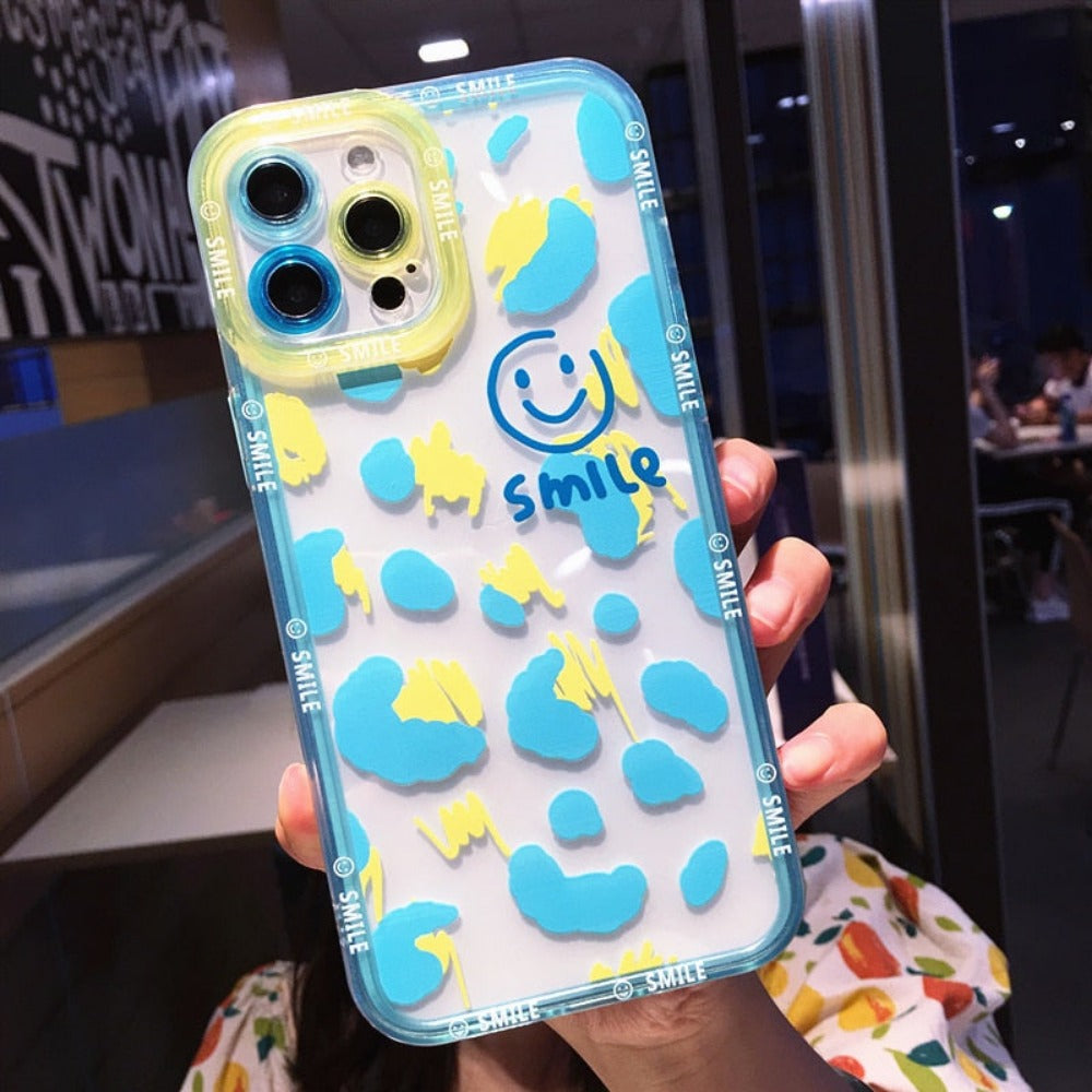 Happy Smile Cartoon Splash Paint iPhone Case