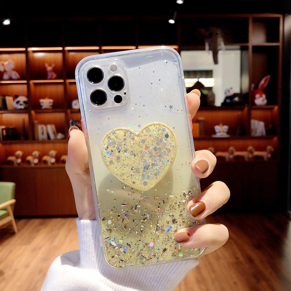 Love Stand iPhone Case with Shimmering Sequins