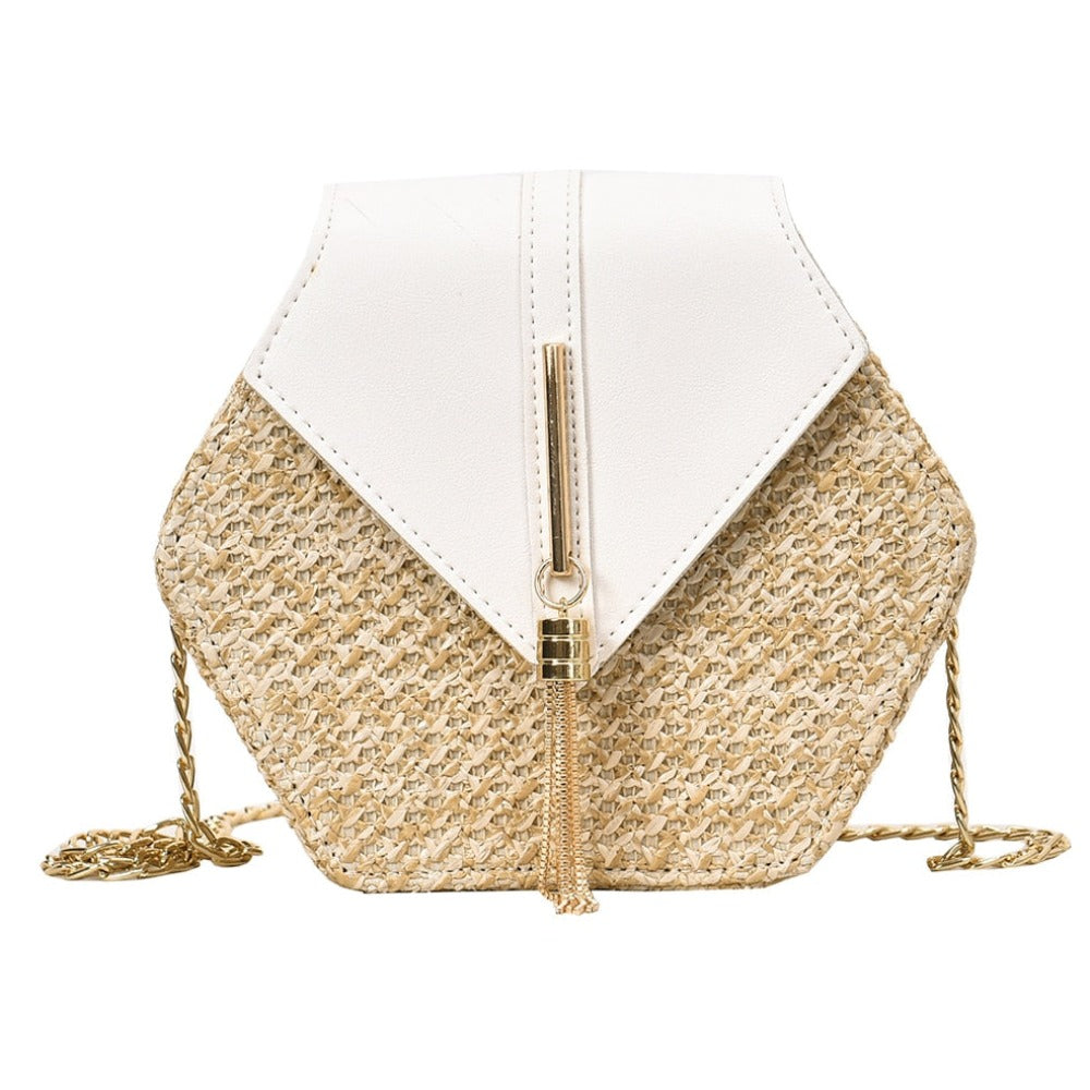Vegan Leather Covered Mini Straw Handbag