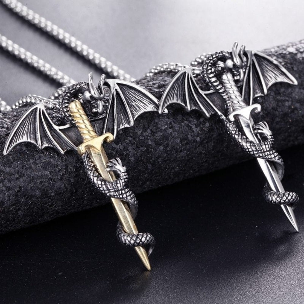 Dragon Rider Necklace with Sword Pendant