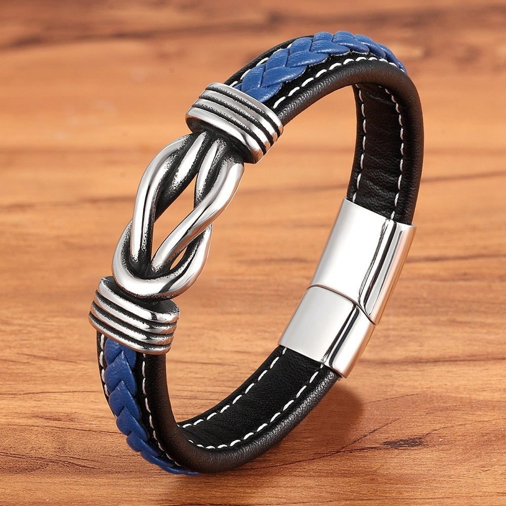 Square Knot Buckle Vegan Leather Wristband