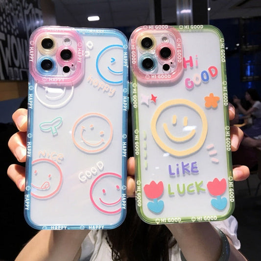 Transparent iPhone Cover with Smiling Emoji Face