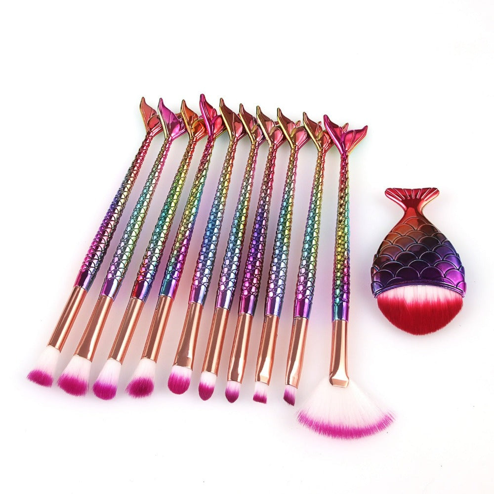 11-Piece Mermaid Makeup Brush Kit for a Beautiful Look