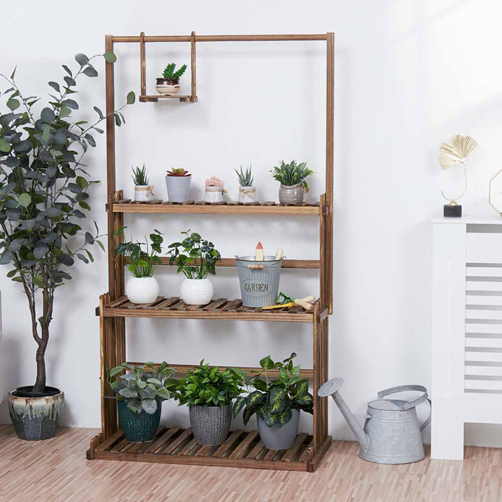 Wooden Decorative Plant Stand with Three Tiers