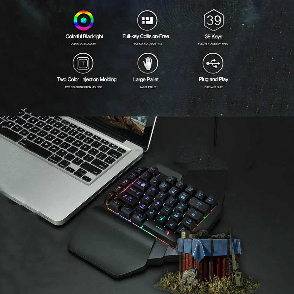 Gaming Keyboard with One-Hand RGB Illumination