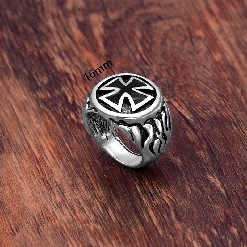 Flaming Cross Ring for Men