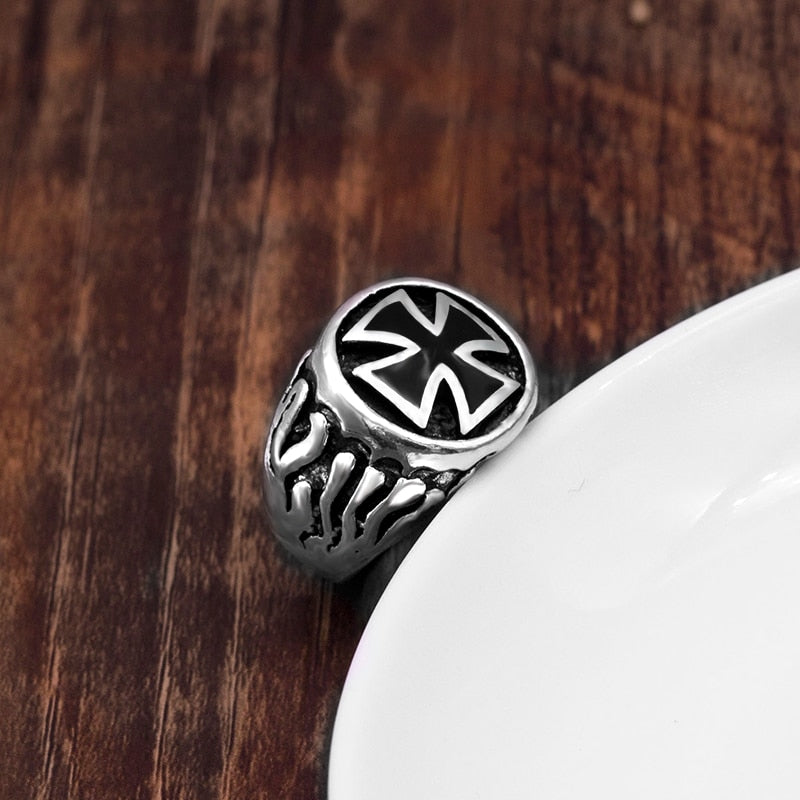 Flaming Cross Ring for Men