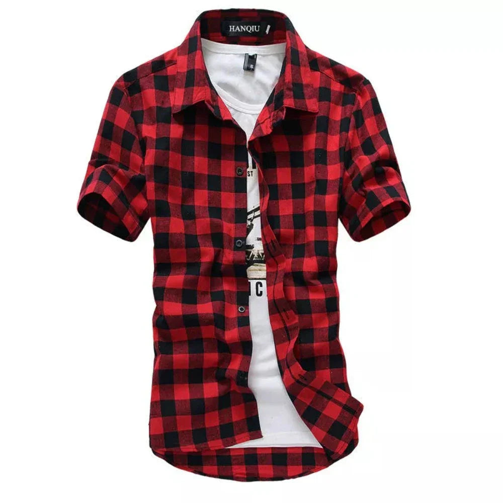 Checkered Short Sleeve Men's Shirt