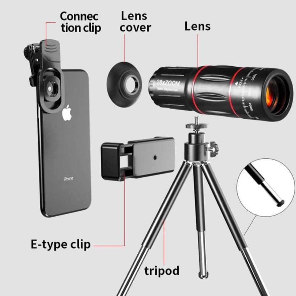 Dragon Bluetooth Telescope Lens Kit with 28X Ultra HD Zoom and Tripod Compatibility
