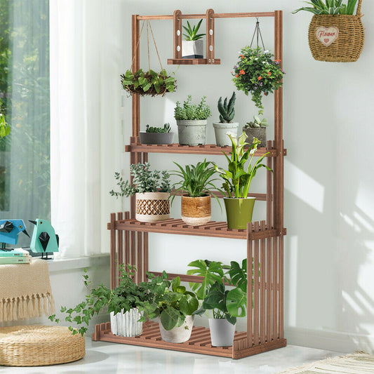 Wooden Decorative Plant Stand with Three Tiers