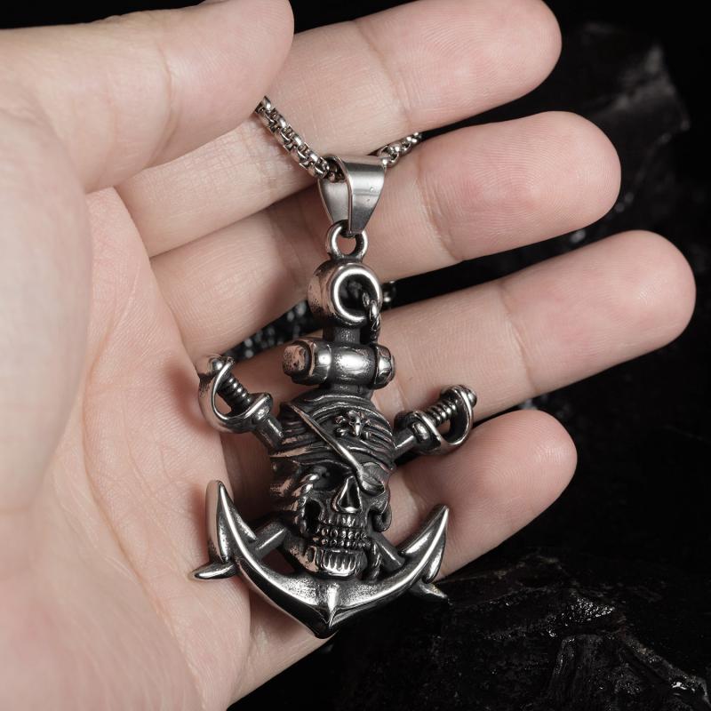Double-Edged Sword Pirate Anchor Pendant Necklace