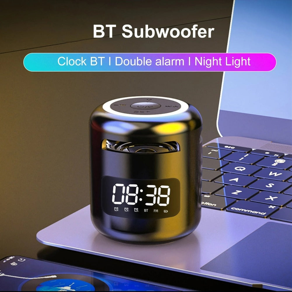 Compact Wireless Speaker with Built-in FM Radio and Alarm Clock