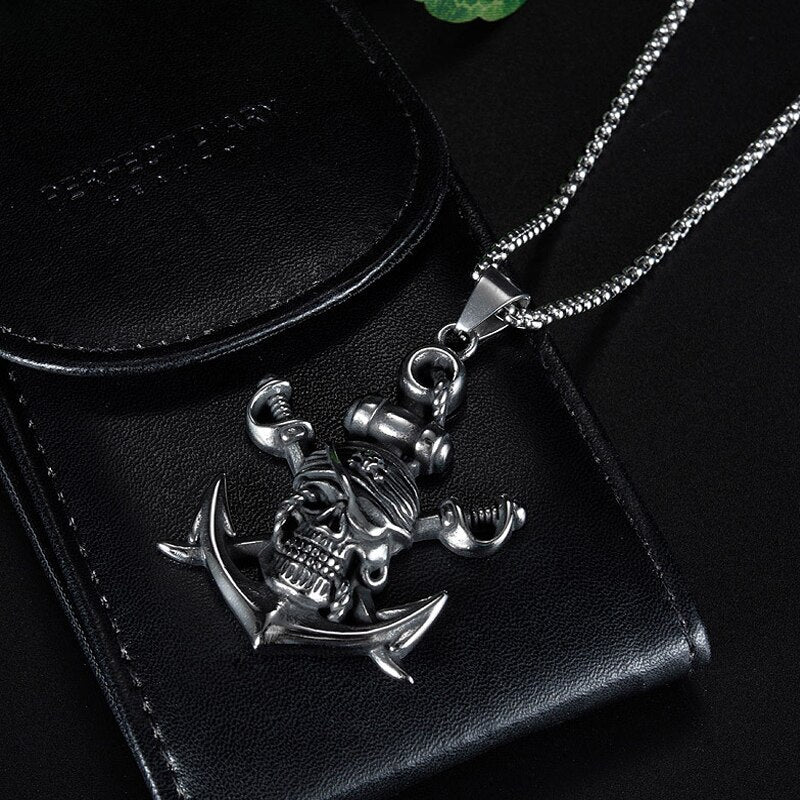 Double-Edged Sword Pirate Anchor Pendant Necklace
