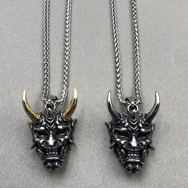 Japanese Spirit Skull Mask Necklace