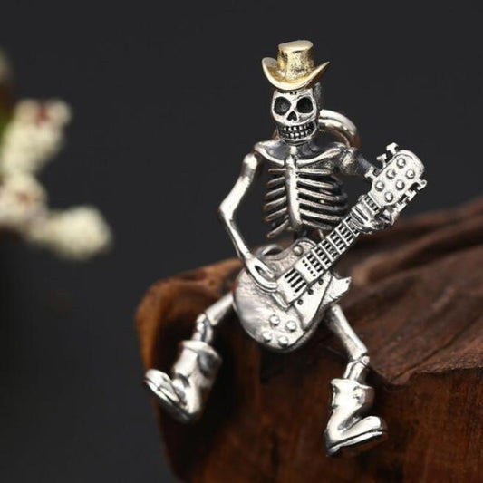 Guitar-Playing Skeleton Necklace