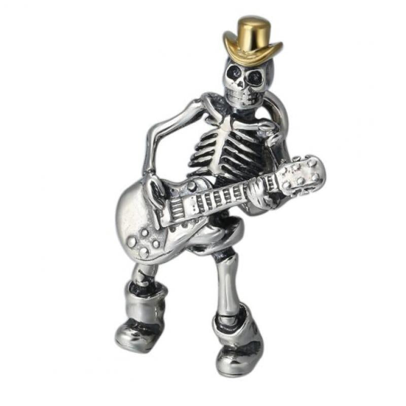 Guitar-Playing Skeleton Necklace