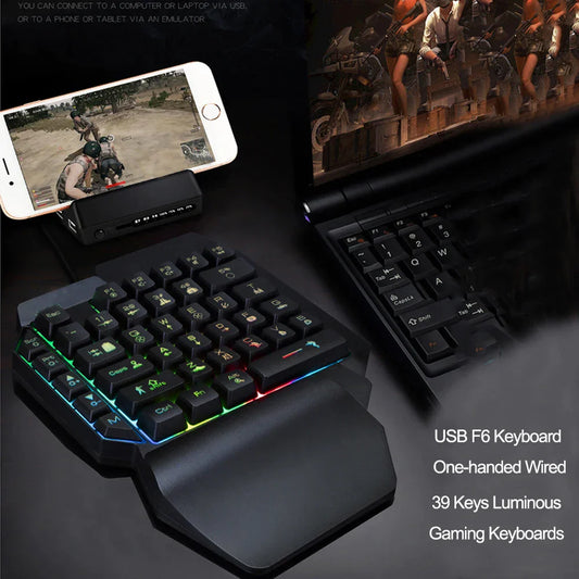 Gaming Keyboard with One-Hand RGB Illumination