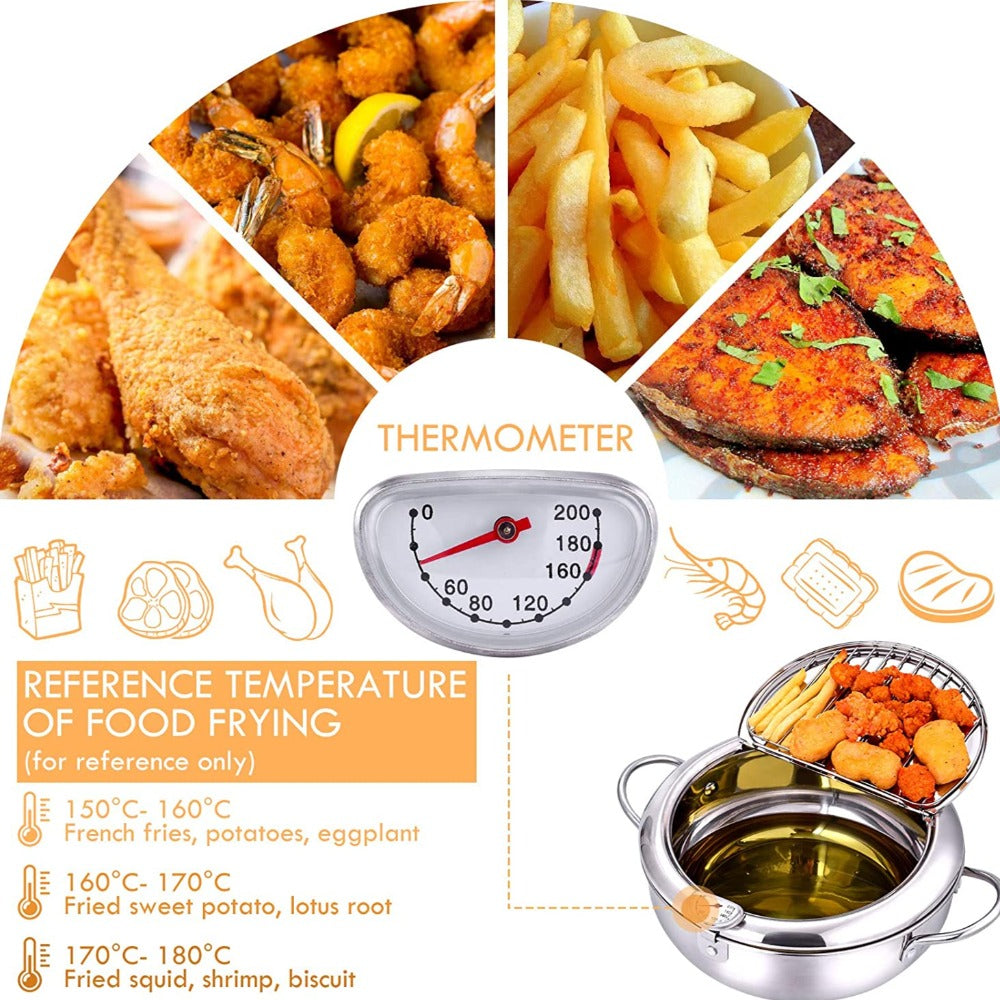 Japanese Cuisine Fryer with Built-in Thermometer