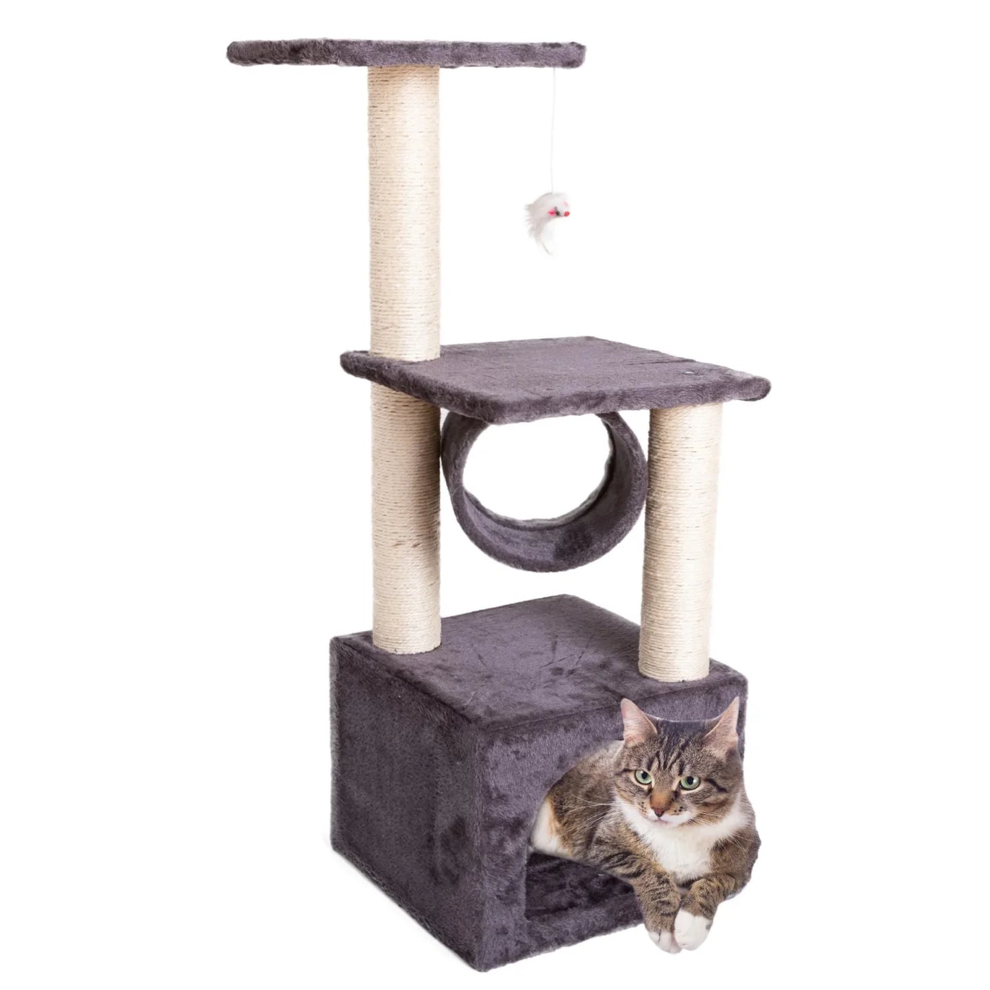 Plush Cat Tower with Sisal Rope for Climbing