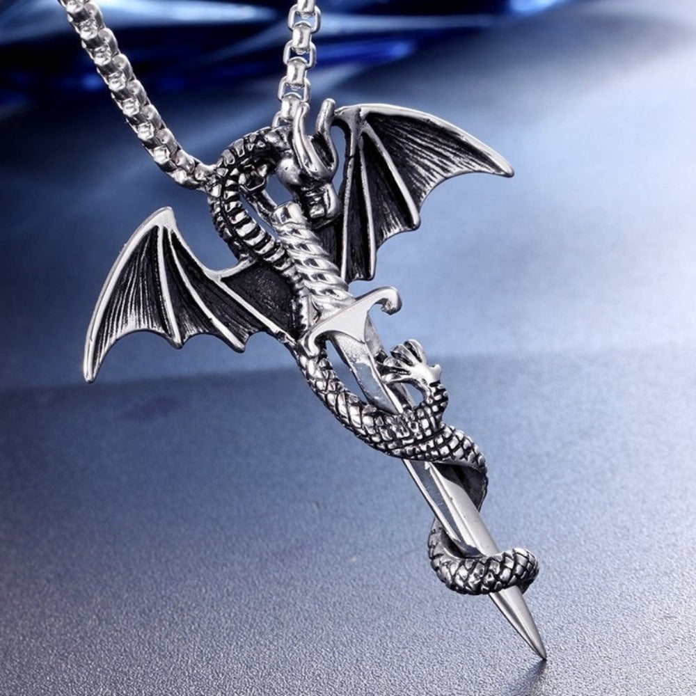 Dragon Rider Necklace with Sword Pendant