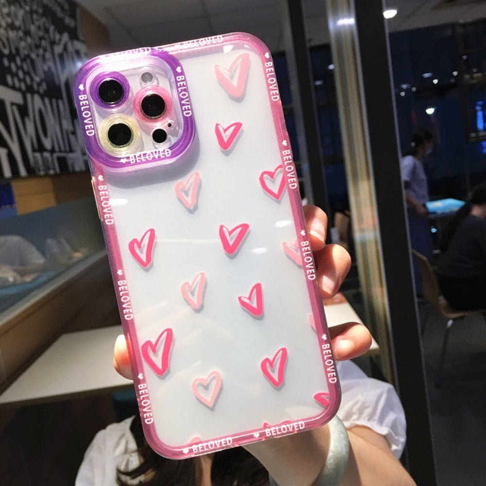 Clear & Stylish iPhone Case with Heart Design