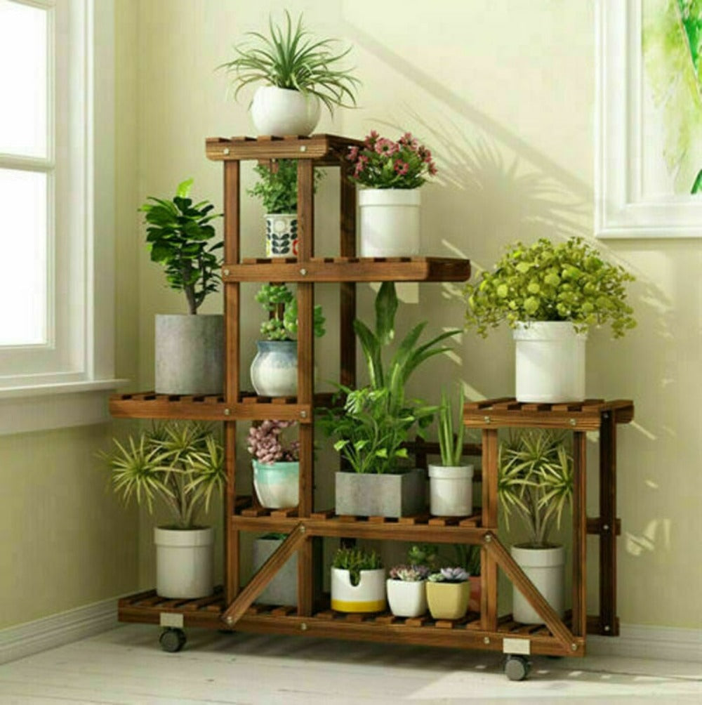 Rolling Multi-Tier Flower and Plant Display Stand
