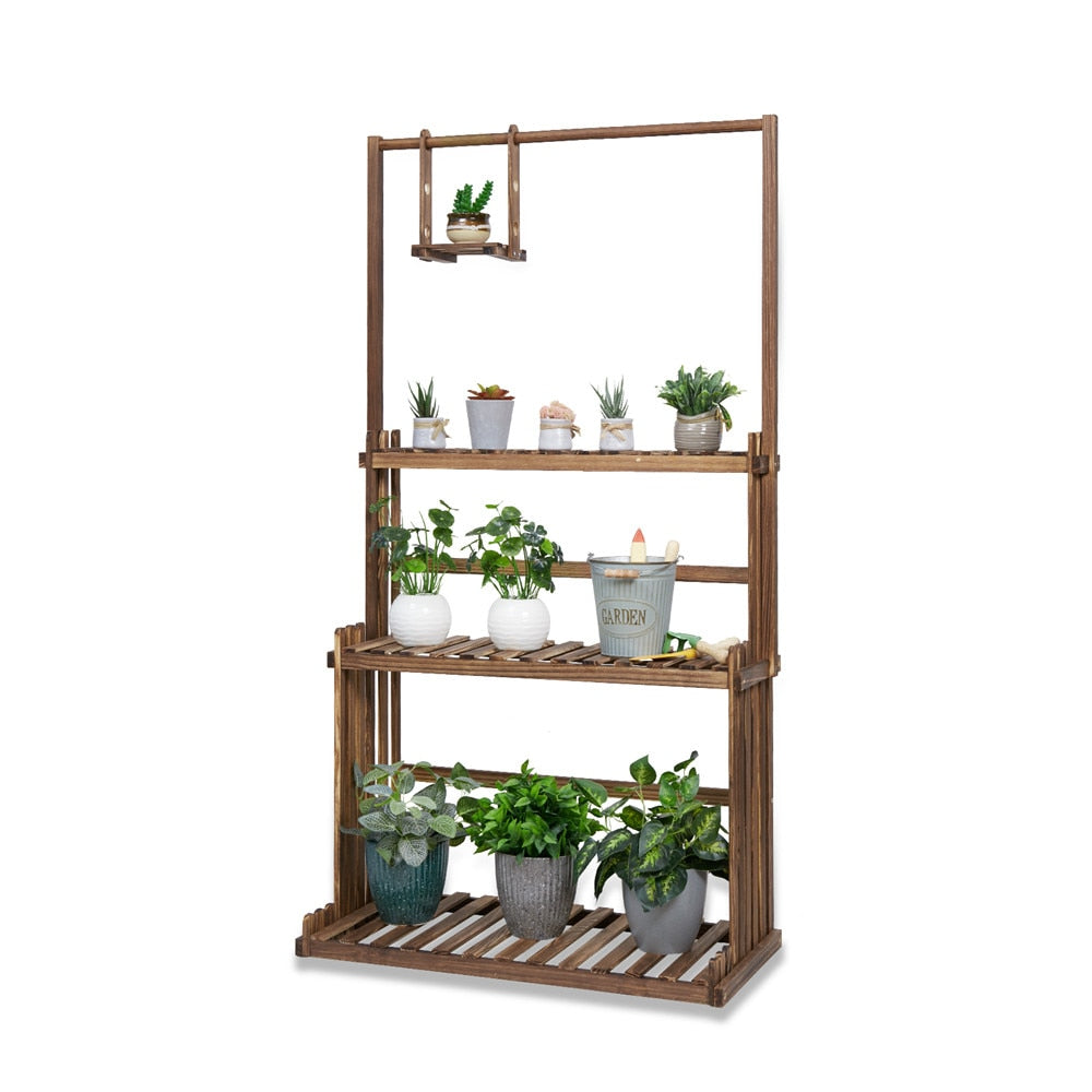 Wooden Decorative Plant Stand with Three Tiers