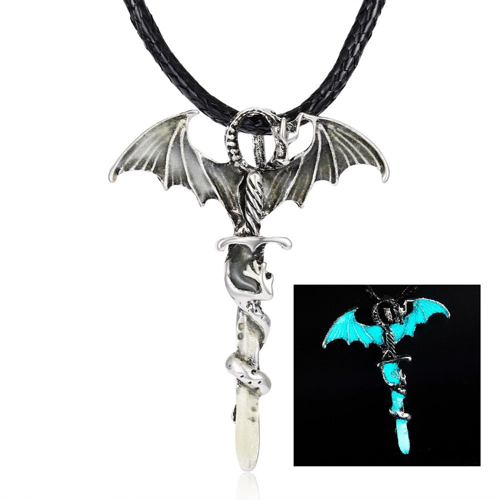 Glow-in-the-Dark Dragon Pendant Necklace