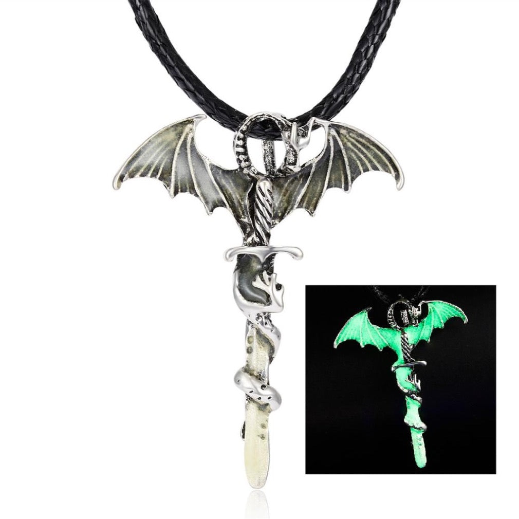 Glow-in-the-Dark Dragon Pendant Necklace
