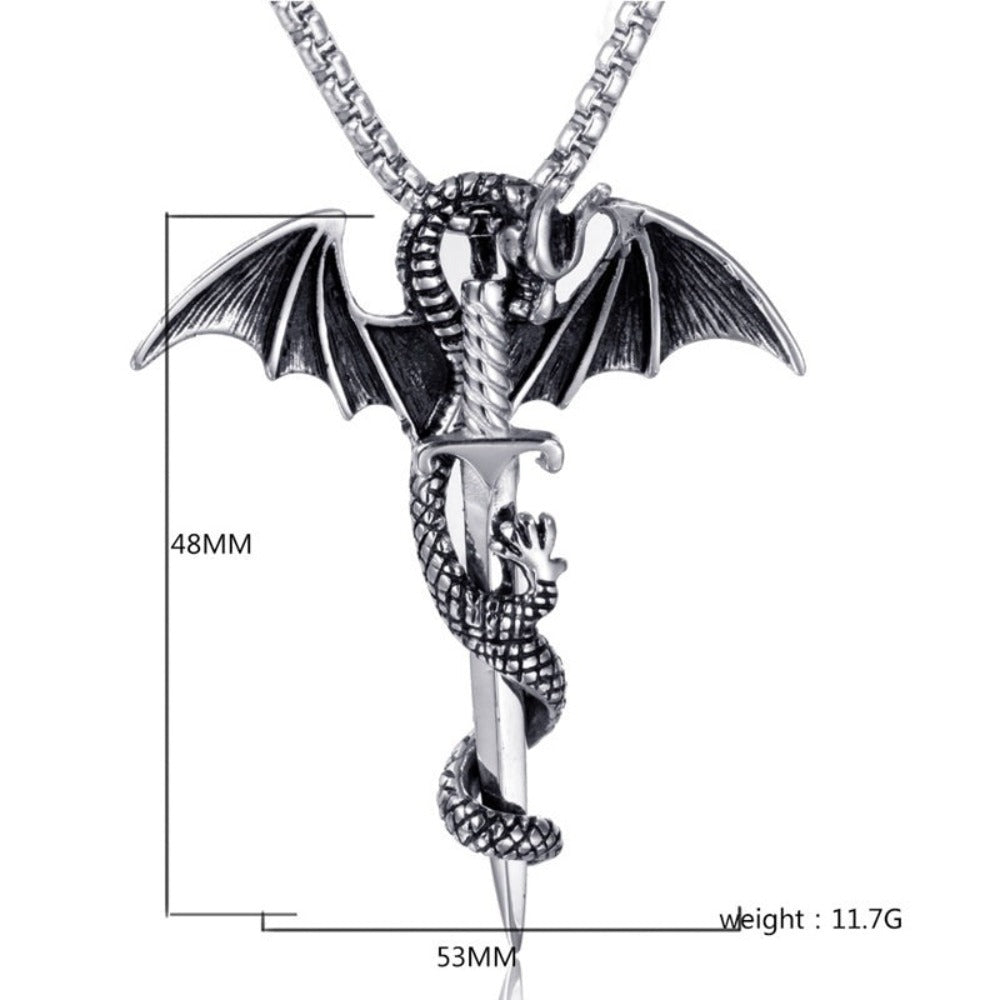 Dragon Rider Necklace with Sword Pendant