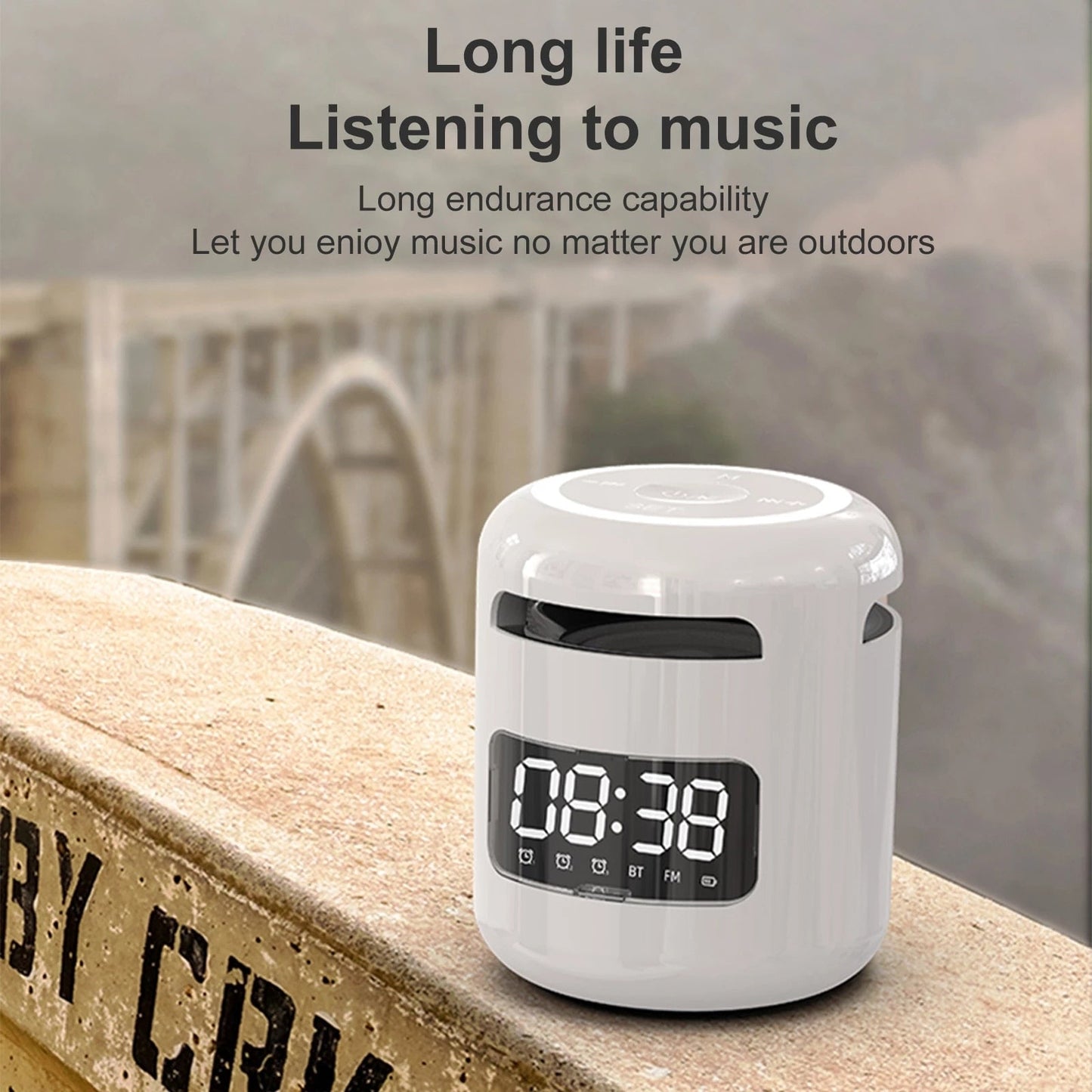 Compact Wireless Speaker with Built-in FM Radio and Alarm Clock