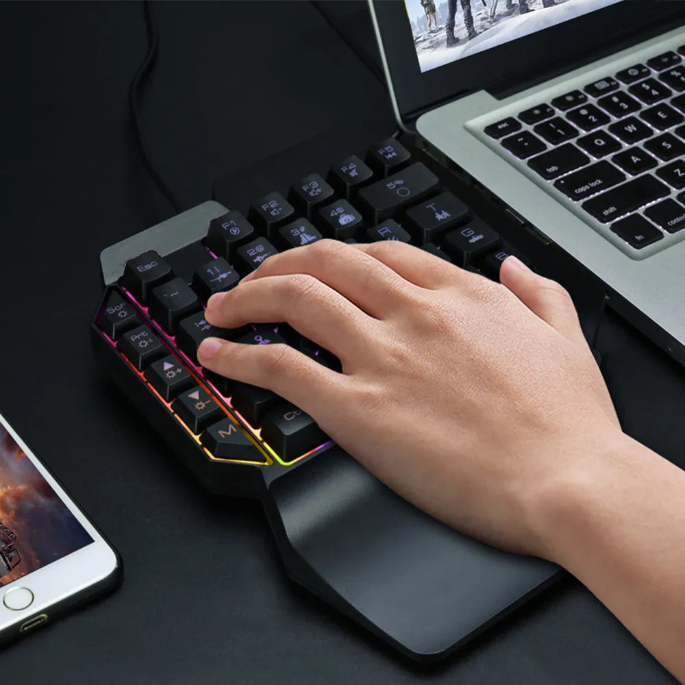 Gaming Keyboard with One-Hand RGB Illumination