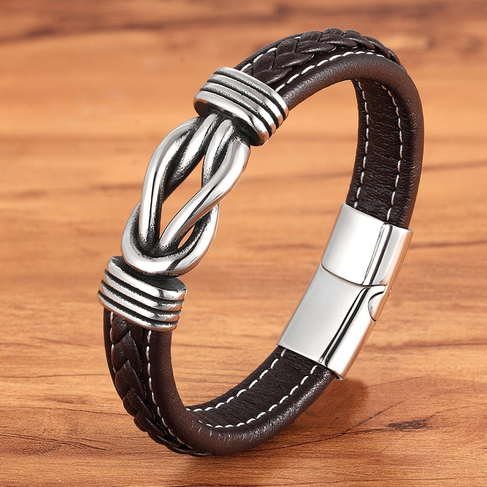 Square Knot Buckle Vegan Leather Wristband