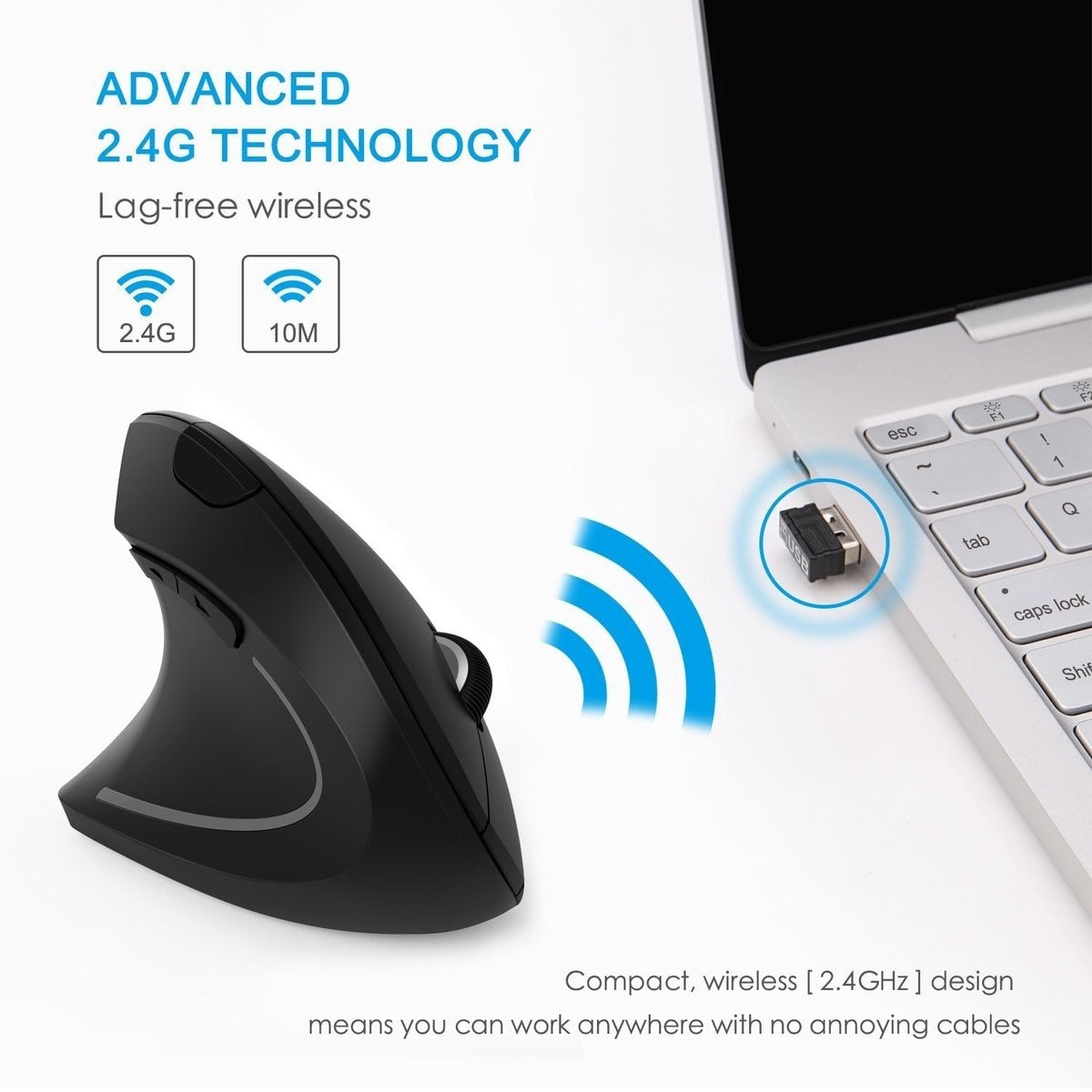 Ergonomic Vertical Mouse with 2.4G Wireless Connectivity