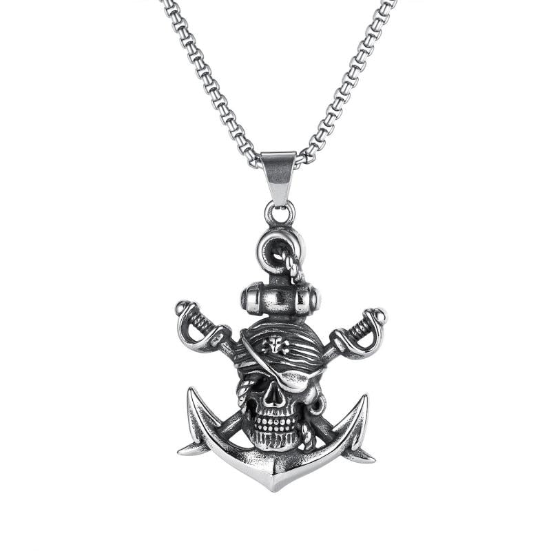 Double-Edged Sword Pirate Anchor Pendant Necklace