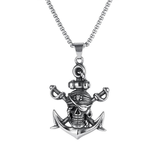 Double-Edged Sword Pirate Anchor Pendant Necklace