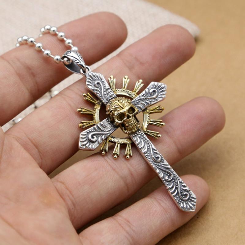 Dual Color Skeleton Cross Pendant
