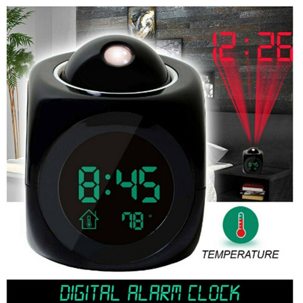 Digital Projection Alarm Clock with Temperature Display