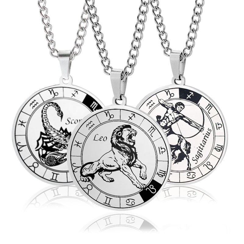 Horoscope Pendant Necklace - Unisex Round Design