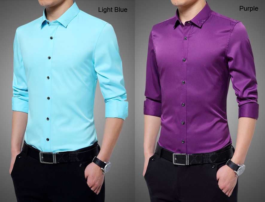 Embroidered Collar Men's Shirt