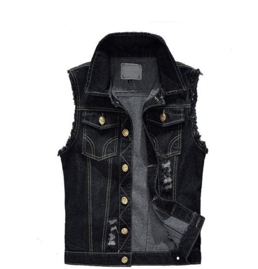 Black Denim Vest for Men's Urban Fashion