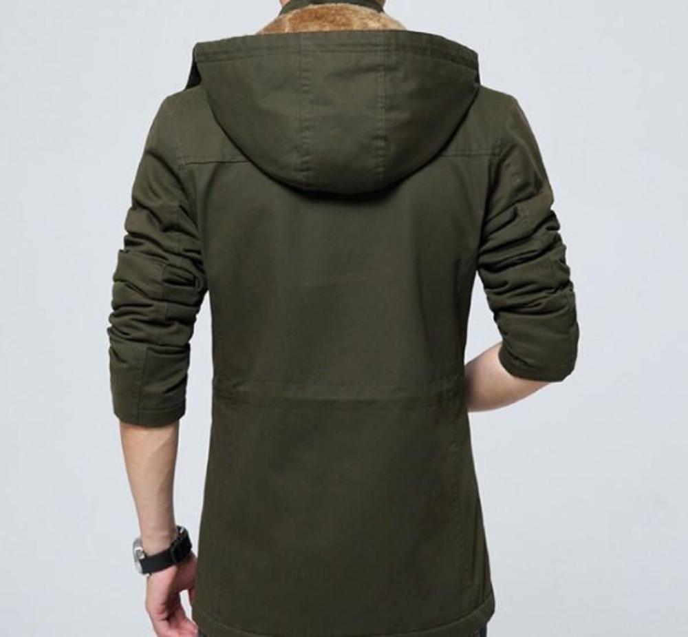 Hooded Trench Coat with Military Style for Men