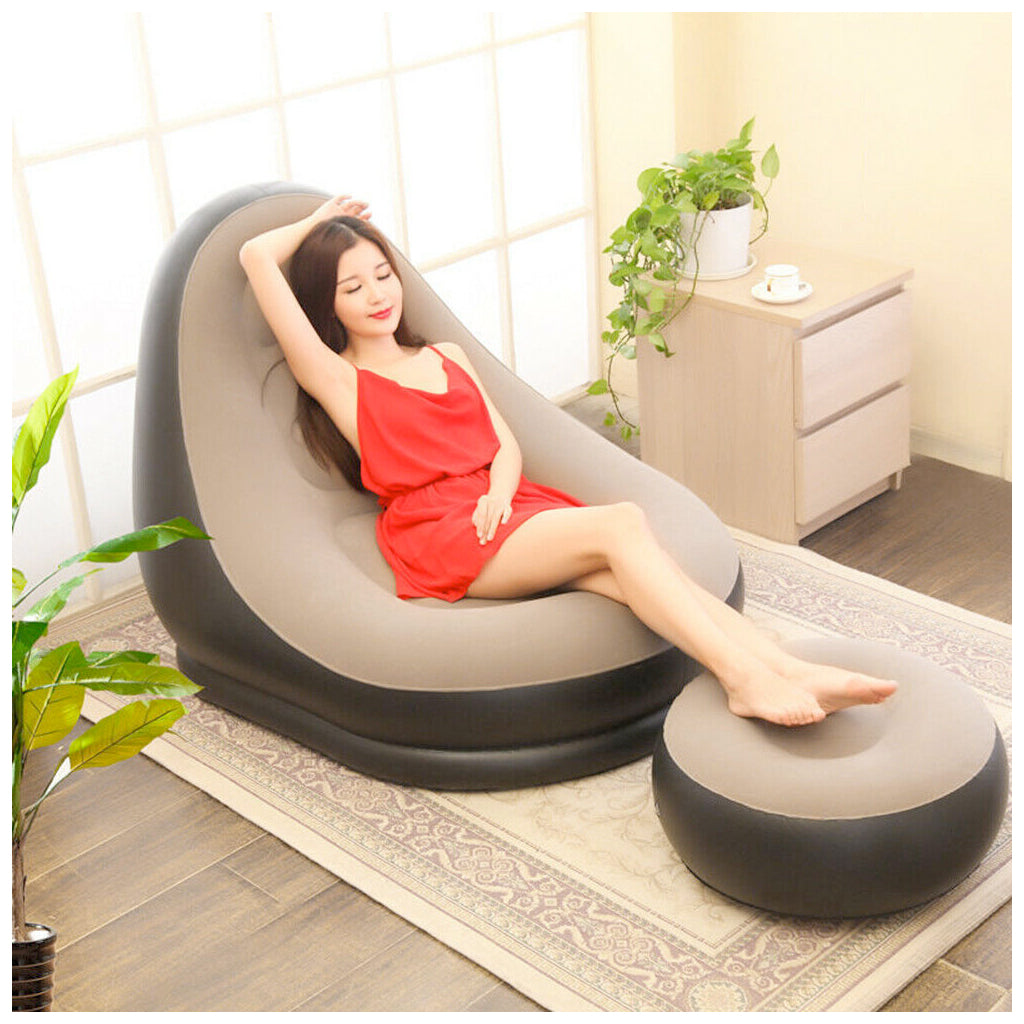 Large Bean Bag Sofa Set with Inflatable Footrest